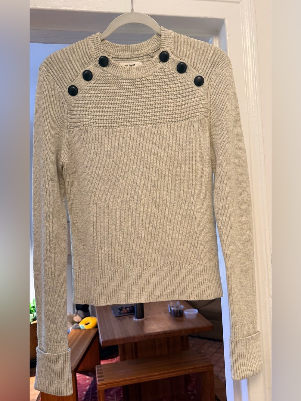 Isabel Marant Étoile Cream Button Shoulder Sweater XL